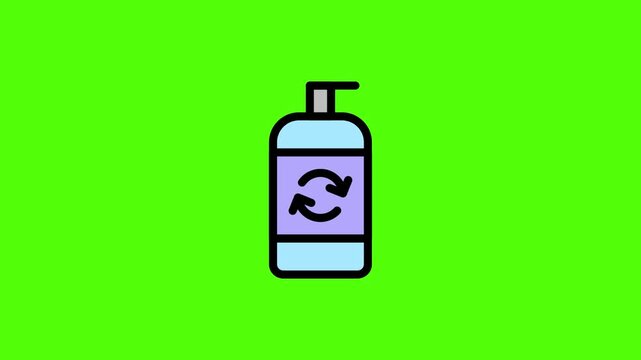 Spray Bottle With Recycling Symbol Cleaning Product Icon On Green