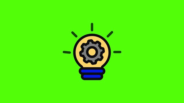 Lightbulb With Gear Idea Icon On Green Screen Background