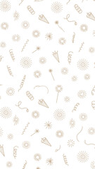 Festive Pattern: An intricate pattern is adorned with celebratory elements, with a delicate touch for party invitations, festive greeting cards, and joyous occasion materials.