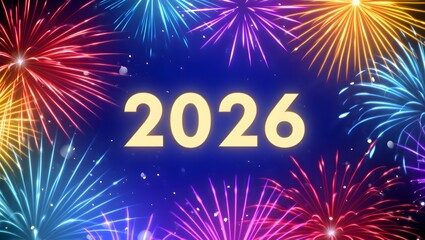 Celebrating the new year 2026 with colorful fireworks
