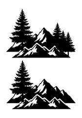 Obraz premium Pine forest silhouette illustration, pine tree vector art, pine tree vector, pine tree art design