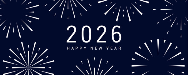 happy new year 2026 typography with fireworks vector illustration