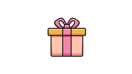 Obraz premium Pink Gift Box Icon with Ribbon Illustration