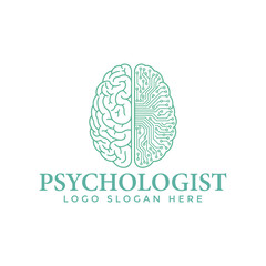 Psychology Logo Brain Circuit Design Mental Health Professional Symbol