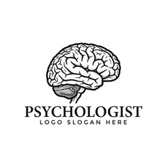 Professional Psychologist Logo Brain Illustration Mental Health Psychology