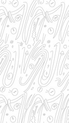 Abstract Doodle Pattern: Seamlessly repeats a series of whimsical, swirling lines and minimalist elements, creating a dynamic texture with an artistic flair.