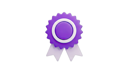 Purple Award Ribbon on White Background