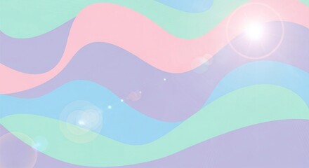 Soft Pastel Abstract Waves with Ethereal Light and Lens Flare