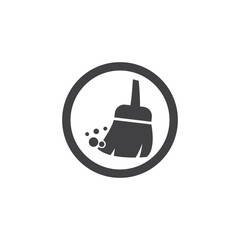 vector flat icon design inside circle of cleaning broom.