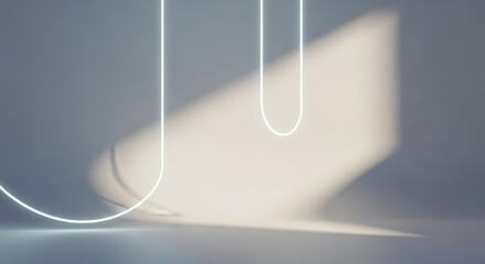 Modern Minimalist Studio with Glowing U shaped Neon Lines and Soft Light
