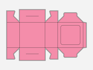 Folding Carton Box Die Cut Template &ndash; Pink Packaging Die line Vector