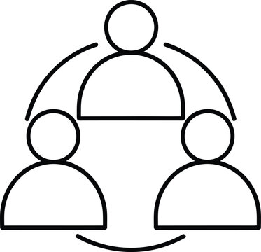 An icon representing social network, teamwork, or community with three connected users