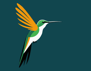 Hummingbird in illustration in brush stroke painting,