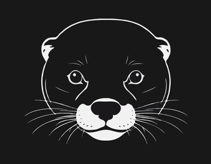 otter in black and white animal drawing,