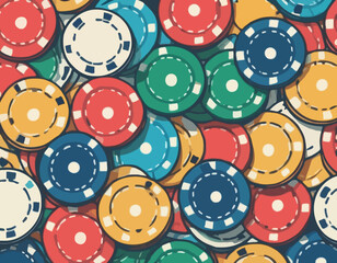 Detailed Illustration of Gambling Chips Stacked with Hand-Drawn