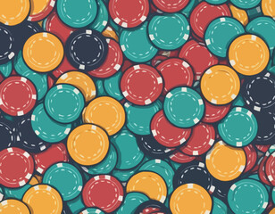 Detailed Illustration of Gambling Chips Stacked with Hand-Drawn