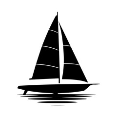 yacht silhouette vector isolated on transparent background