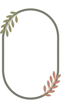 Minimalist Leafy Frame: A simple, elegant oval frame adorned with delicate botanical elements, perfect for adding a touch of nature-inspired sophistication to any design.