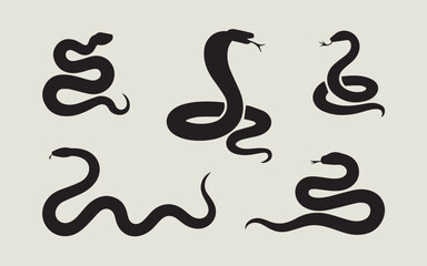 a collection of black snake silhouette 