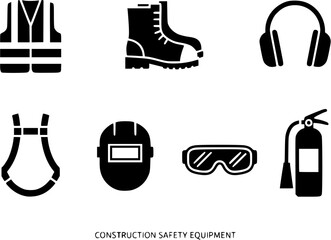 Construction workers wear safety equipment on site