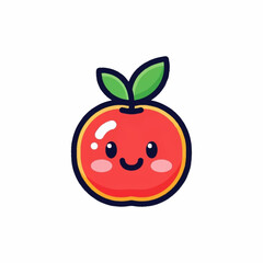Obraz premium Cute Kawaii Orange Fruit Character with Happy Face.