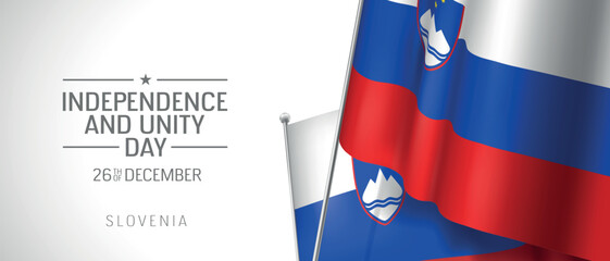 Slovenia happy independence and unity day greeting card, banner vector illustration