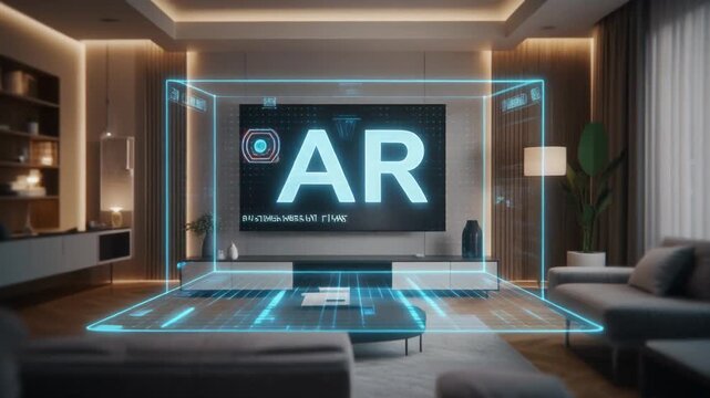 Modern 3d render of a luxury home cinema room featuring a sleek computer desk and plasma screen television set against a minimalist interior wall with stylish furniture and architecture