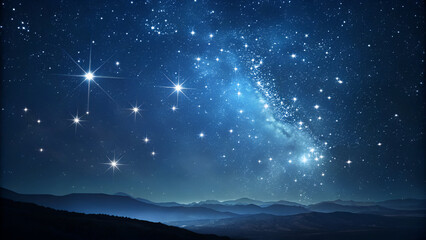 Deep Space Background Featuring Brilliant Stars and Luminous Particles on Dark Night Sky