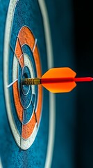 Bullseye hit with arrow in vibrant blue and orange target