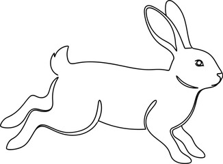Obraz premium Minimalist line art of a running rabbit on a white background illustration