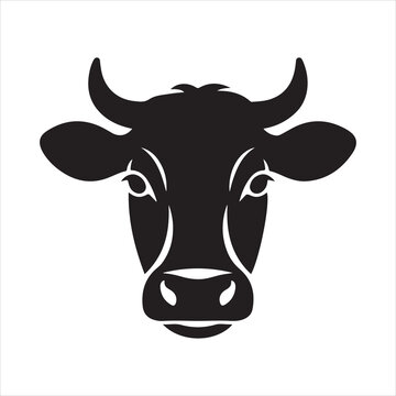 Bull and cow head icon, Cow icon, Cow head Vector Illustration silhouette