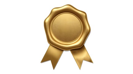 Golden wax seal with ribbon a symbol of authenticity and quality perfect for official documents awards and branding