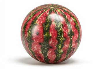 Spherical watermelon, vibrant red and green stripes