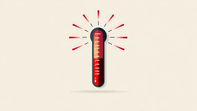Animated thermometer shows rising temperature. A simple icon for heat, fever, or global warming. Ideal for infographics, climate reports, or goal tracking visuals.