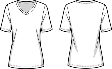 White V- Neck T- Shirt Front and Back Views Vector t-shirt t shirt