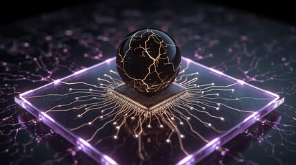 Futuristic Artificial Intelligence Neural Network Processor on Digital Circuit Board for Machine Learning, Quantum Computing Hardware, Cyber Security Data Infrastructure, and 2026 Tech Innovation.