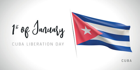 Cuba constitution day vector banner, greeting card