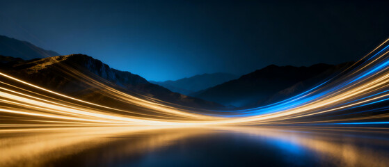 Night landscape with light trails