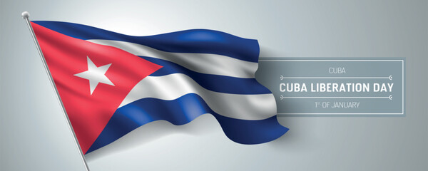 Cuba happy constitution day greeting card, banner vector illustration