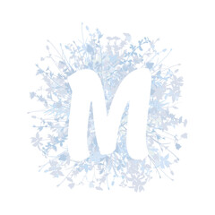 Easter, spring family floral monogram in pastel colors. White letter M on white background © Julia