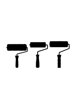 Paint roller brush vector, ruller brush creative art, paint brush silhouettes, brush vector design isolated