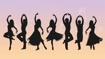 dancing girls silhouettes
