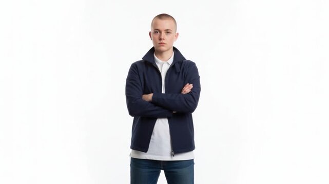 Skinhead subculture portrait, isolated on white