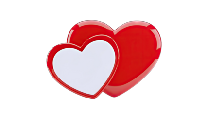 Two Red Hearts Overlapping on White Background