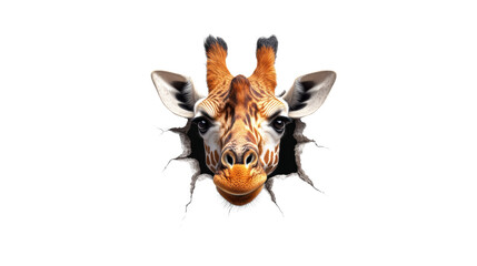 Giraffe Head Peeking Through Broken Wall