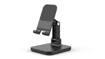 Black smartphone stand on , 3D render of modern mobile phone holder isolated on white background