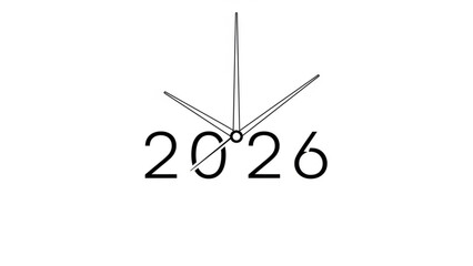 2026 Time in the making: A minimalist clock face, hands poised, marking the year 2026, offering a glimpse into the future.