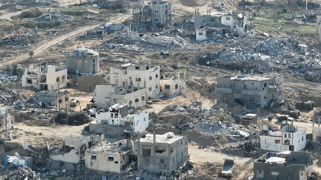 Military idf Vehicle in Al Shati Ruins, Gaza aerial
