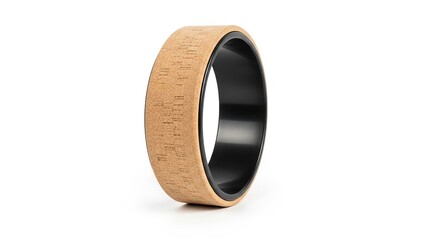 Cork textured ring with black inner surface on 3D render isolated on white background