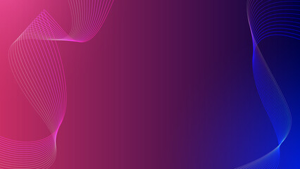 A vibrant abstract background with flowing pink and blue wavy lines on a gradient purple backdrop, creating a dynamic and modern design.